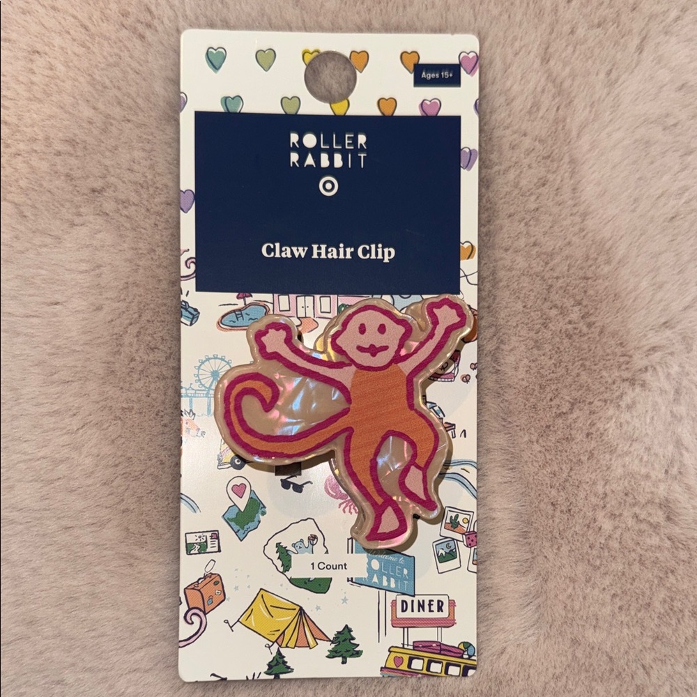 Roller Rabbit x Target Pink and Orange Monkey Hair Clip - Picture 4 of 4